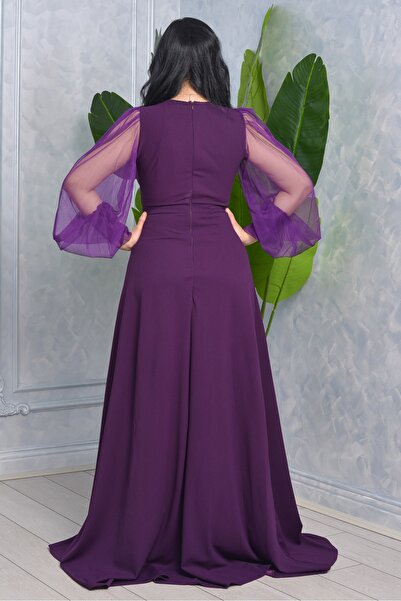 Matik Abiyem Önü Kısa Arkası Uzun Kolları Tül Tasarım Abiye