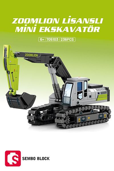 Sembo Block Zoomlion Mini Excavator 236 - Licensed, Compatible with Lego, 705103   Model Building Blocks