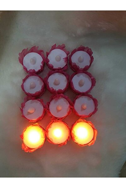 HİSARAKSESUAR Ledli Kına El Mumu Kırmızı 12 Li Paket Kırmızı Kına Led Mum