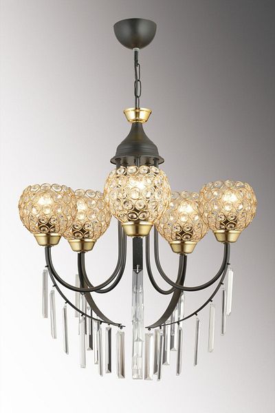 SONSUZ AYDINLATMA&AVİZE Black Waterfall 5-Piece Optigon Head Luxury Up-Facing Crystal Stone Chandelier
