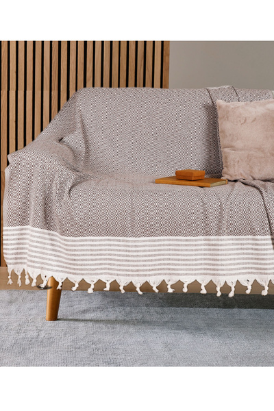 Bumedo غطاء أريكة قطني عالي الجودة مقاس 170x210 سم - بني