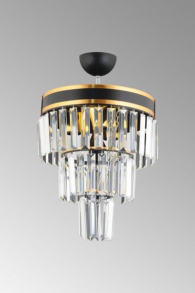Docklight Roma 3-Tier Black and Gold Gilded Crystal Stone Modern Chandelier of 30'