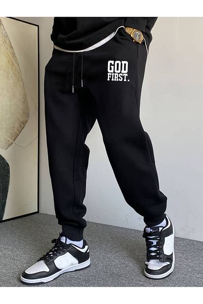 AMMA Unisex 'God First' Φούτερ με στάμπα από καουτσούκ