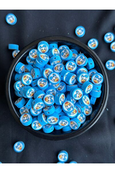 Bijumix Aksesuar 25 Adet 10 mm Çizgifilm Figürlü Polimer Kil Fimo Boncuk Takı...