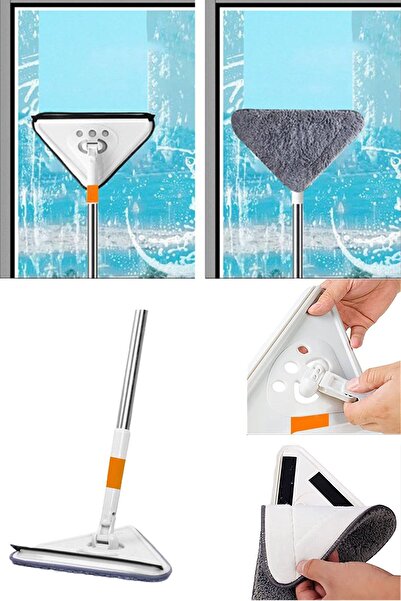 SİHİRLİ MOP Üçgen Mop Camsil +1 Yedek Bezli - Cam Duvar Fayans Silinebilir