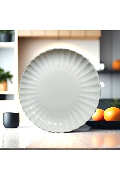 Kütahya Porselen Boneporce Bone Luz 21 Cm 6 Adet Pasta Tatlı Kahvaltı Sunum Tabağı Tabak