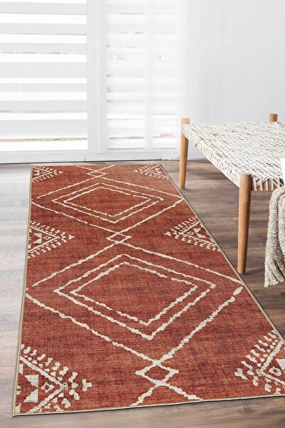 Decomia Home Dijital Kaymaz Yıkanabilir Kilim Desen Etnik Salon Halısı Mutfak...