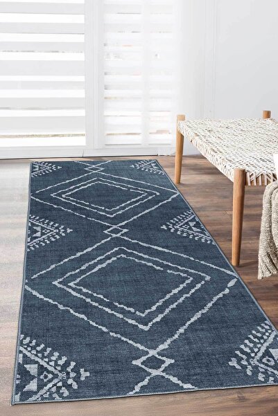 Decomia Home Dijital Kaymaz Yıkanabilir Kilim Desen Etnik Salon Halısı Mutfak Halısı Koridor Halısı Yolluk