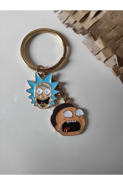 Esey Dizayn Rick And Morty Deri Aksesuarlı Anahtarlık