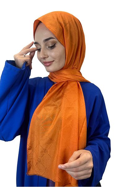PİRAMİT Pyramid Patterned Monogram Shawl - 01008 Orange