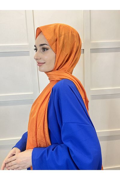 PİRAMİT Pyramid Patterned Monogram Shawl - 01008 Orange