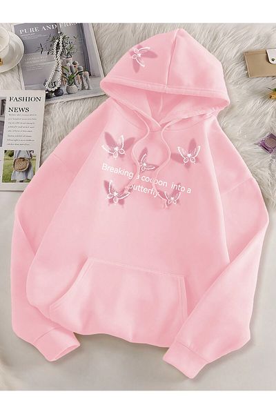 Deocept Butterfly Printed Women's Sweatshirt - Hooded