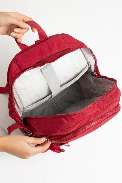 DUOMİNO Fcstore Crinkle Fabric Водоустойчива Голяма Червена Клинкер Раница/лаптоп Ежедневна Училищна Чанта