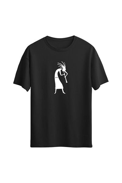 Açık Garaj Μπλουζάκι Unisex Native Flute με Εκτύπωση - Κανονική Χαλαρή εφαρμογή