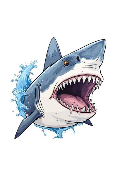 MegaSticker ملصق القرش ميجالودون مقاس 14 × 11 سم - سيارة، دراجة نارية، خوذة، كمبيوتر محمول، زجاج