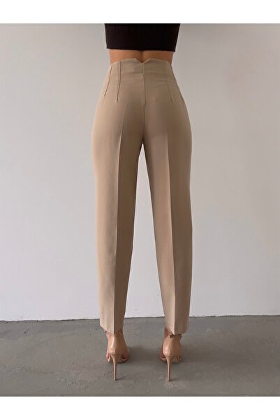 Jose Clothing High Waist Pleat Detailed Women's Fabric Trousers