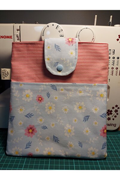 ATÖLYE MİLLA Mavili Çiçekli Kitap Kılıfı