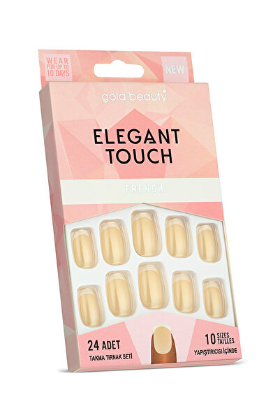 Gold Beauty Elegant Touch 24'lü Frenchli Takma Tırnak - Yapıştırıcı