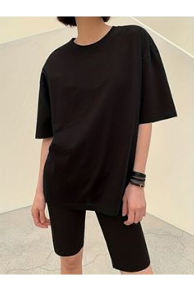 FİTGO Tricou negru supradimensionat pentru femei