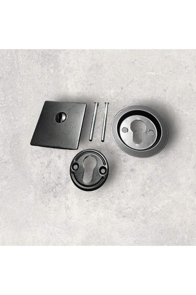 BY DORA DİZAYN Çelik Kapı Lüx Kare Siyah Rozet Tas