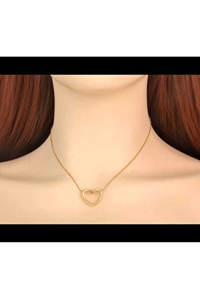 ESJ Paslanmaz Çelik Yılan Sırtı Boru Model Italyan Zincir Kalpli Kadın Kolye ...