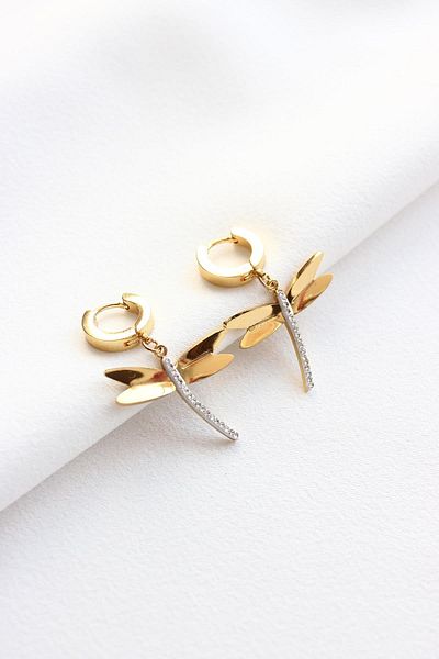 Dazzlecave Stainless 316L Steel Earrings - Zircon Stone Dragonfly - Antiallergic Non-Tarnish Earrings