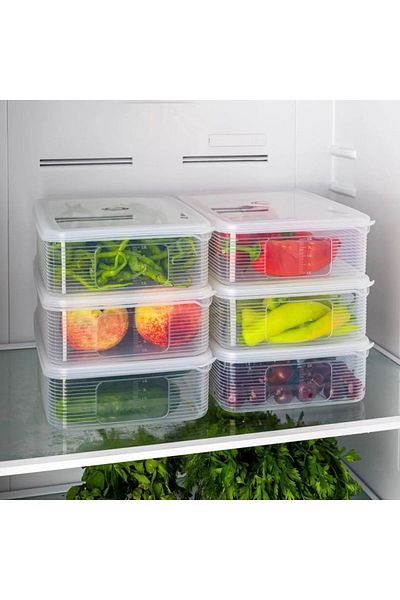 Tinsmith Large Size Rectangular Food Storage Container Set with 2 Leak-Proof Indicators 3.5 Lt