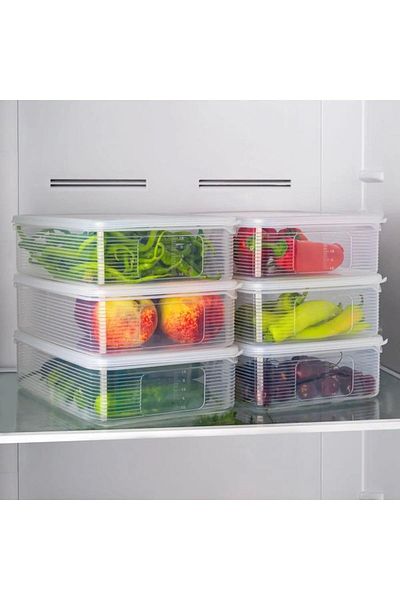 Tinsmith Large Size Rectangular Food Storage Container Set with 6 Leak-Proof Indicators 3.5 Lt