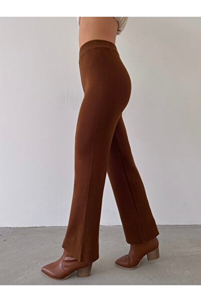 Jose Clothing Women's High Waist Loose Wide Leg Knitwear Trousers