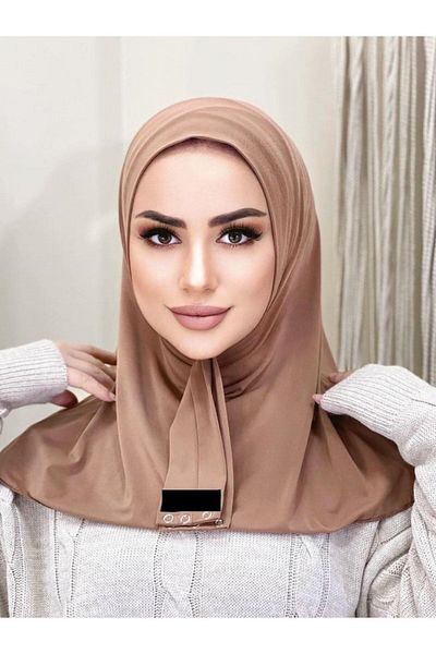 Organic Scarfs Hijabchi Дамски хиджаб Camel яка с щракаща яка Хиджаб Боне Модел Шал Шал