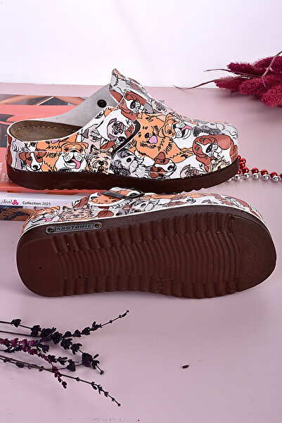 azizsahinshoes 3012 Köpekler Desenli Anatomik Terlik