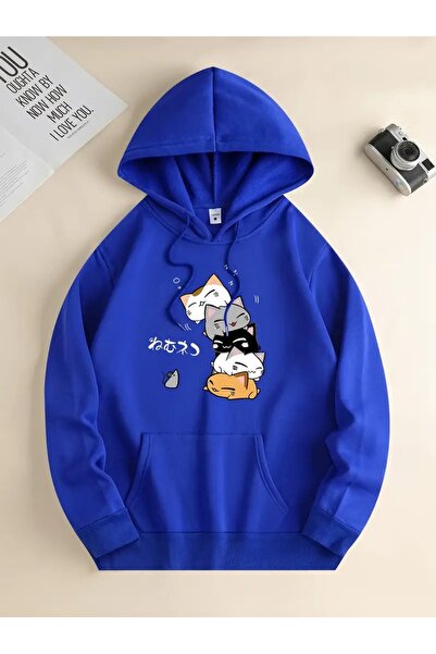 Deocept Унісекс оверсайз худі з капюшоном і принтом аніме-котів