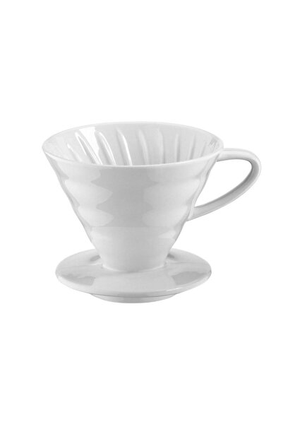 Kütahya V60 Dripper Kahve Demleme Ekipmanı Beyaz Seramik