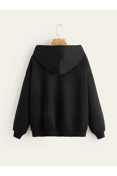 Boi Ζακέτα με φερμουάρ με στάμπα Red Hot Chill's Oversize - Ανδρική και γυναικεία, Μαύρη χειμερινή ζακέτα με κουκούλα