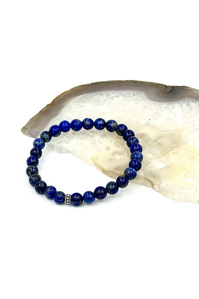 GÜMÜŞ VE TAŞ EVİ 6 mm Wide Lapis Lazuli Bracelet