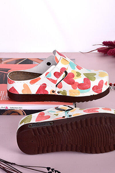azizsahinshoes 3016 Renkli Kalpler Desenli Anatomik Terlik