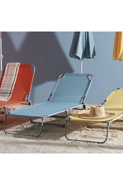 Depolife Plaj Bahçe Kamp Yatağı Pratik Katlanır Sezlong 3 Kademeli Baş Ayarı Teras Çadır Doğa Şezlong