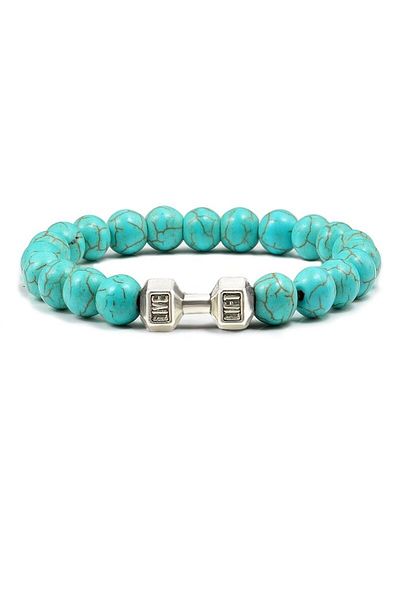 Kusakli Dumbell Halter Live Lift Figured Sportsman Bodyci Turquoise Natural Stone Bracelet
