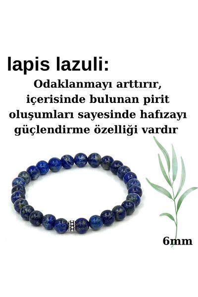 GÜMÜŞ VE TAŞ EVİ 6 mm Wide Lapis Lazuli Bracelet