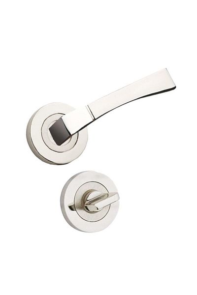 Hira Babil Nickel Satin Rosette Door Handle Aluminum WC