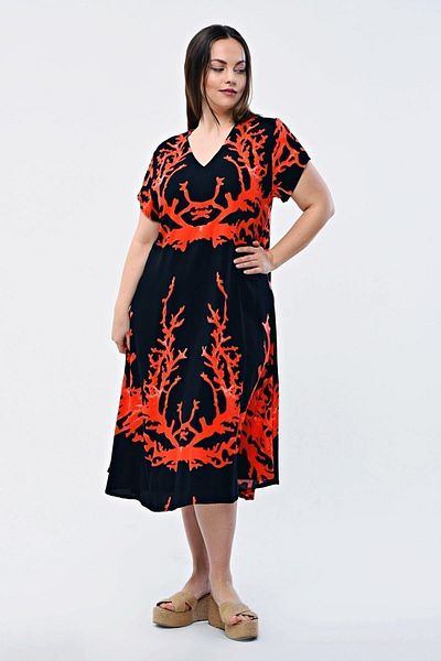 ÖNE BUTİK Plus Size Lycapa Viscose Dress - Short Sleeve Summer
