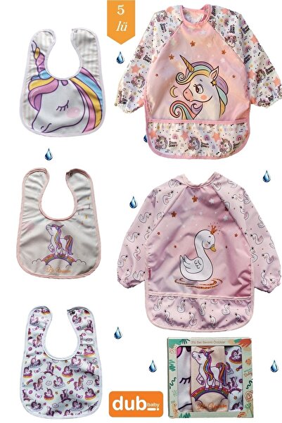 dubi baby 5 Li Kombin Mama Önlüğü Kuğu Unicorn Ve ( 3 Lü Unicorn)