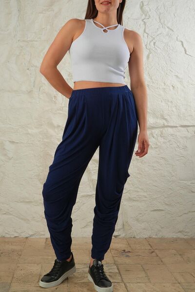 ESPİNA Women's Side and Waist Pleated Comfortable Fit Shalwar Trousers