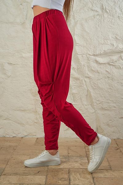 ESPİNA Women's Side and Waist Pleated Comfortable Fit Shalwar Trousers