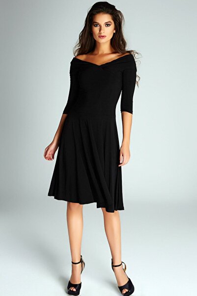 MissThetis Kayık Burgulu Madonna Yaka Uzun Kol Likralı Göğüs Dekolteli Şık Ve...