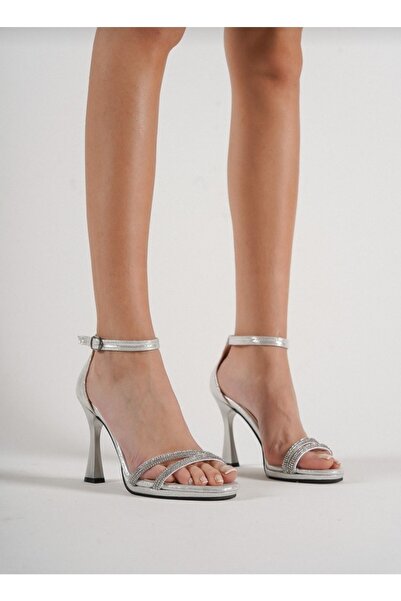 BRGL Rochie de seara cu platforma argintie de dama Pantofi deschisi