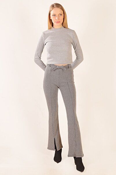 ESPİNA Women's Jacquard Fabric Belted Cotton Knitted Trousers