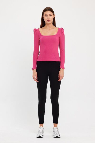 ESPİNA Women's Square Collar Long Sleeve Blouse