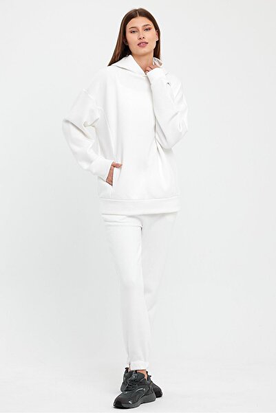 ESPİNA Γυναικείο σετ φούτερ με ελαστική μέση και πόδια με τρεις κλωστές Fleece Oversize