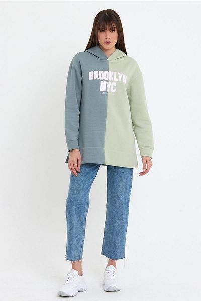 ESPİNA Hanorac cu glugă din fleece oversize, brodat, cu 3 fire